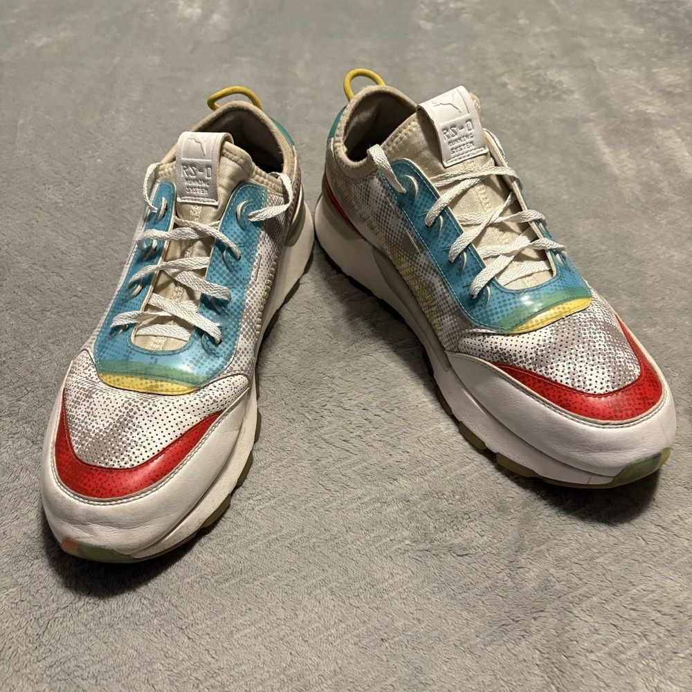 PUMA RS-0 System White Blue Yellow Red Lace-Up Low Top Running Sneaker Mens 11.5